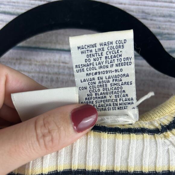 Vintage Y2K Faded Glory Yellow Striped Henley – Long Sleeve, Size Small - Picture 5 of 7